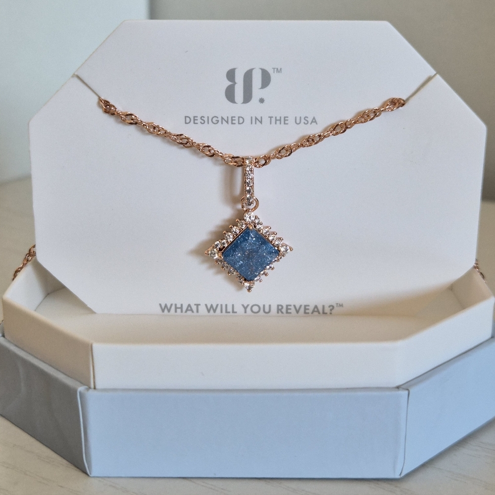 Rose Gold and Blue Pendant Necklace
